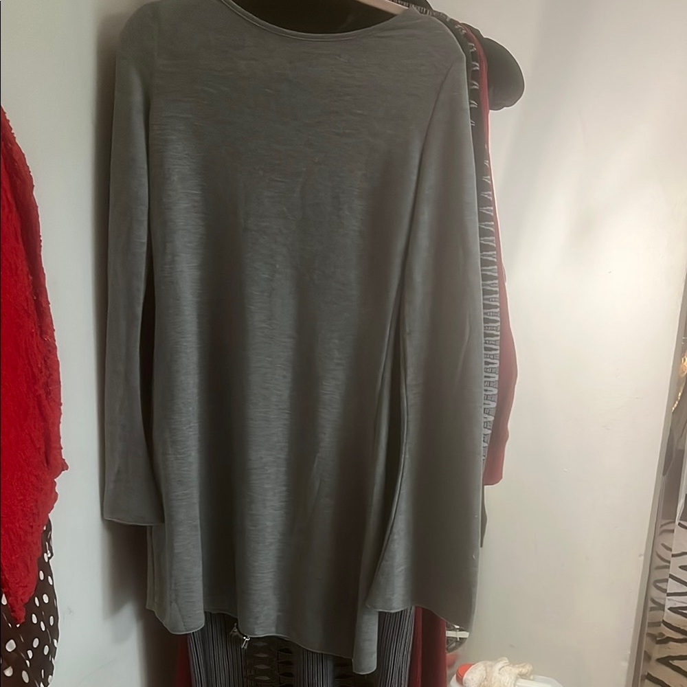 SHEIN Gray 3/4 Sleeve Backless Tunic Dress